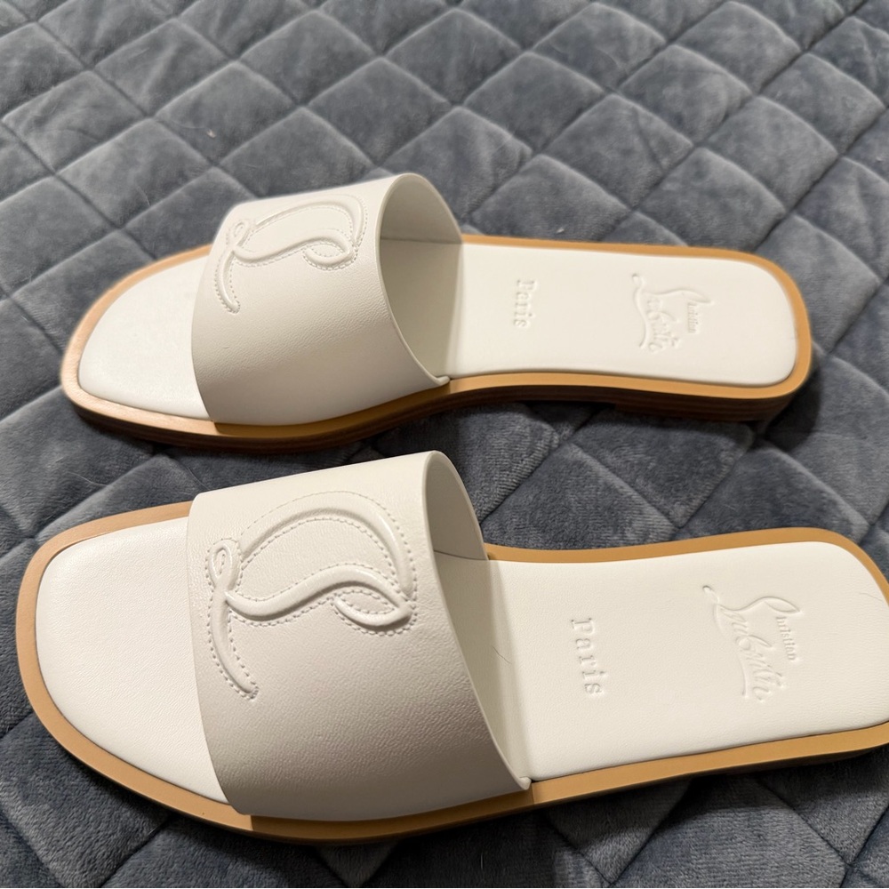Christian Louboutin White Leather Mule / Slide Sandals - Picture 4 of 7